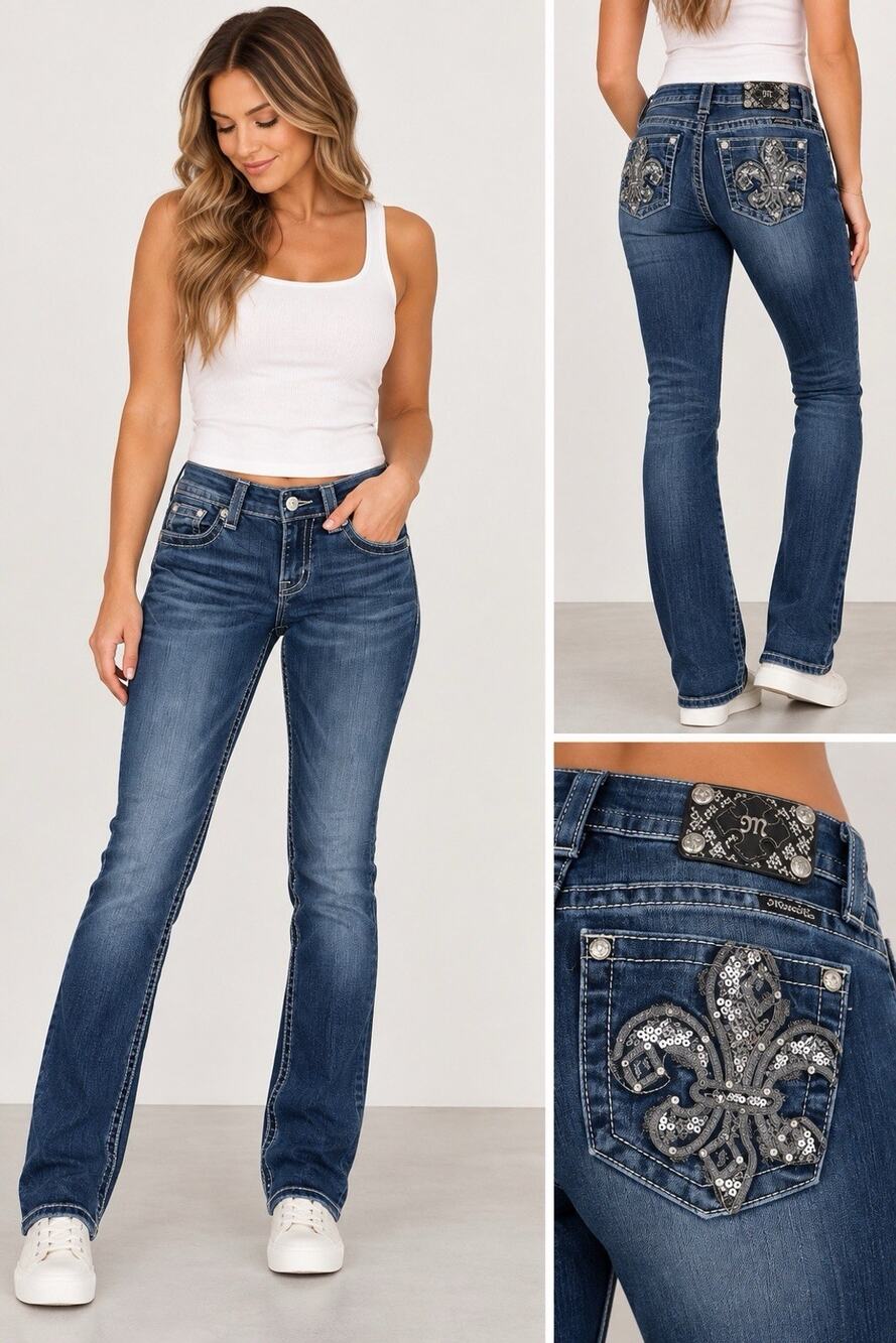 Miss Me Women’s Size 28 Embellished Skinny Mid Rise Jeans